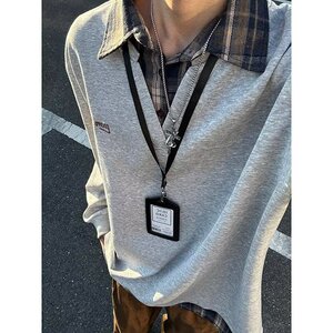 网图 假两件衬衫领卫衣男秋季翻领T恤痞帅宽松休闲polo衫w391 p40图片