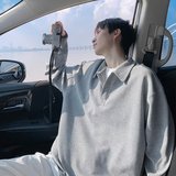 慵懒流行日系潮流简约原宿百搭气质文艺假两件POLOw229p42，男装Polo衫，星座204-3