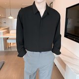 三色秋季垂感坠感休闲暗扣衬衫男宽松长袖衬衣cs007p30，男装衬衫，星座204-3