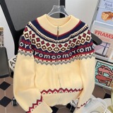 高品费尔岛拉链慵懒风毛衣女秋冬季复古针织开衫上衣my416p65，男装针织衫/毛衣，星座204-3