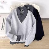 美式复古假两件翻领卫衣男春季撞色卫衣潮w03p45，男装卫衣，星座204-3