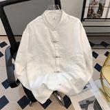 新中式盘扣立领衬衫男春季潮牌宽松休闲衬衣外套cs580p50，男装衬衫，星座204-3