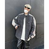 美式扎染拼接pu皮衣外套男冬季潮牌宽松休闲机车夹克pu8553p75，男装夹克，星座204-3