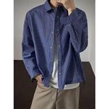 网图春季日系复古格子长袖衬衫男潮牌宽松休闲衬衣外套cs70p35，男装衬衫，星座204-3