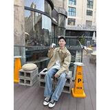 网图美式复古翻领工装夹克男冬季潮牌宽松休闲外套男jk52p60，男装夹克，星座204-3