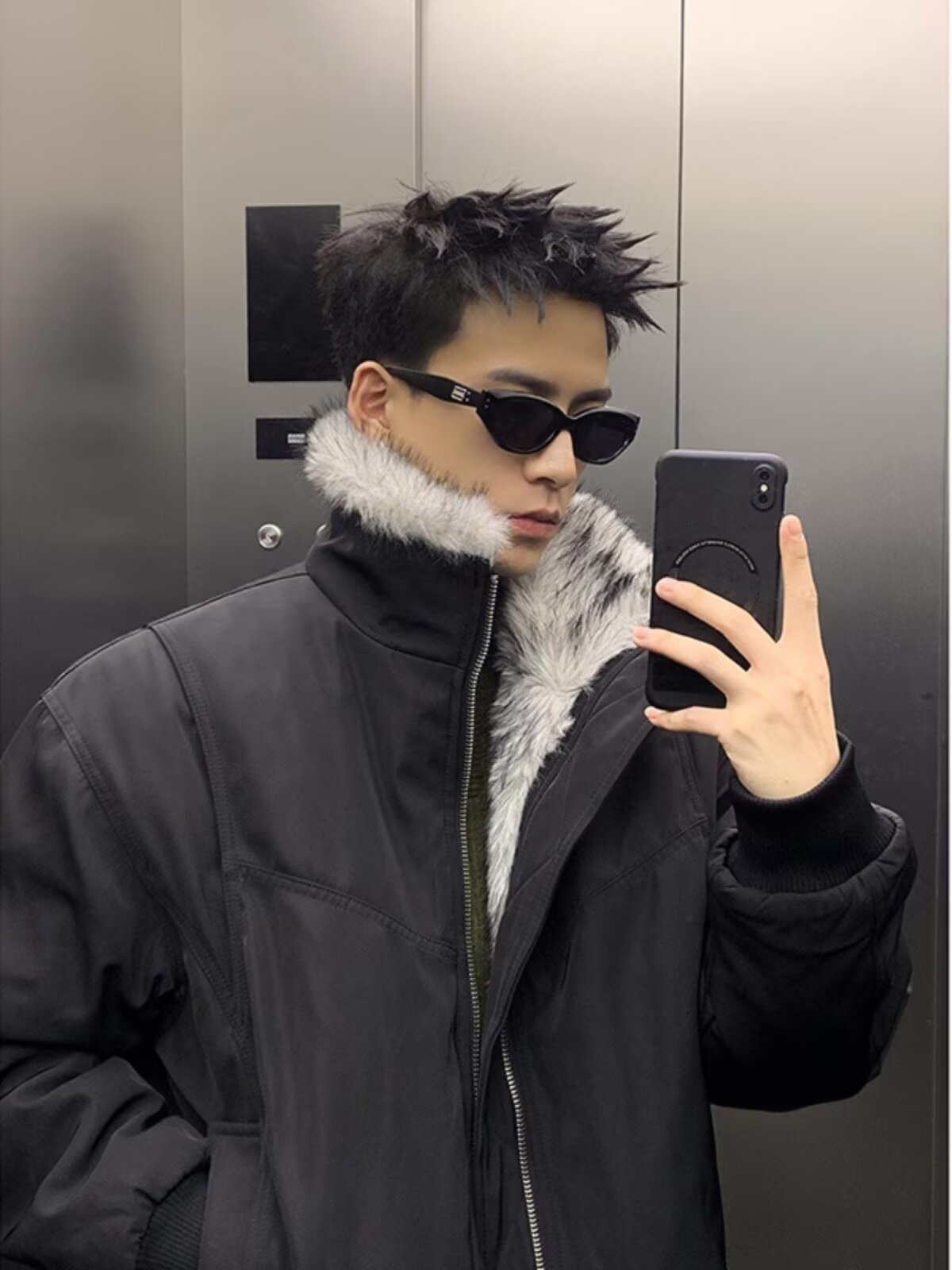 网图冬季毛领棉衣外套男加厚保暖宽松棉服美式解构棉袄m769p90,男装棉衣,星座204-3