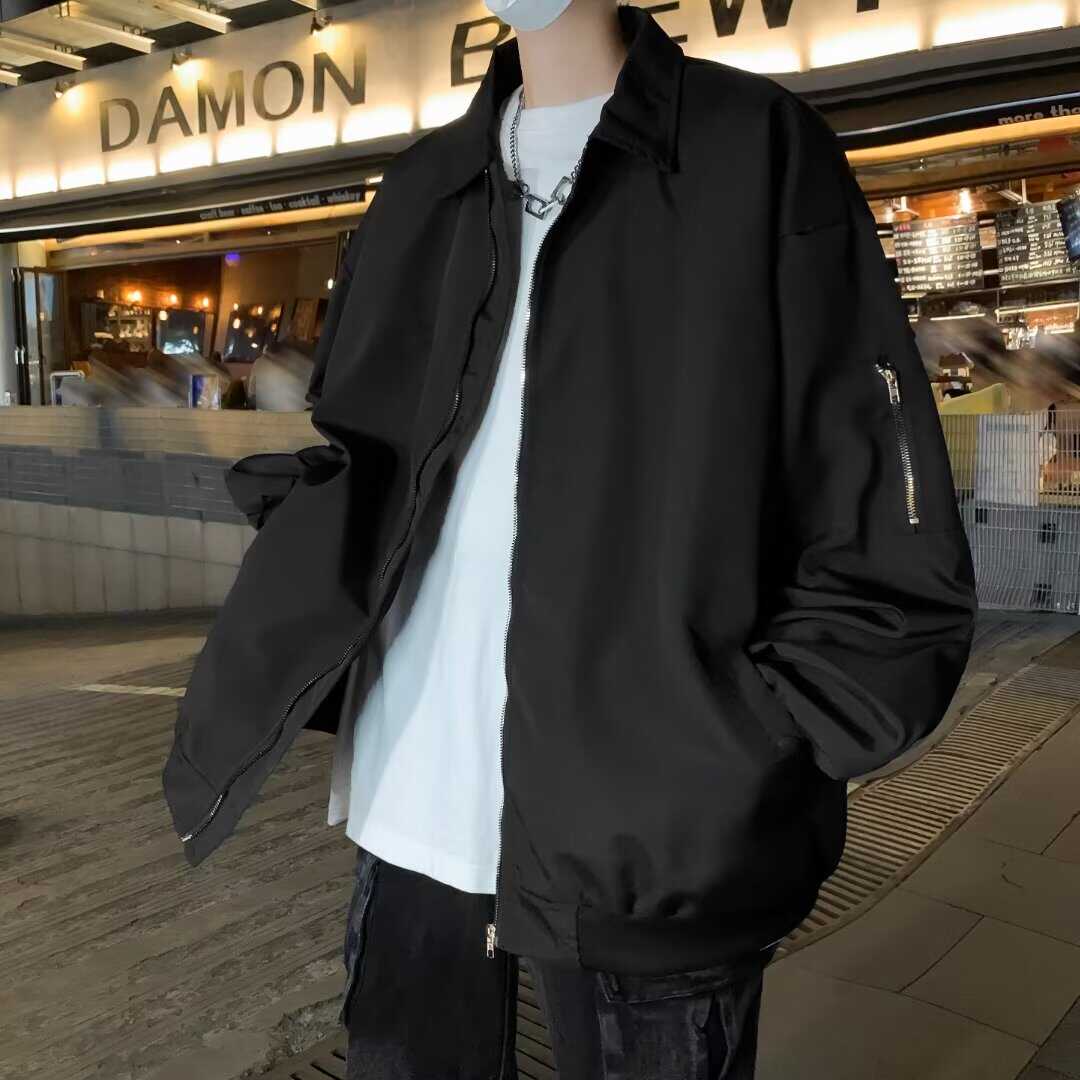 日系复古潮牌宽松飞行员夹克男情侣春秋季休闲外套jk33 p60图片