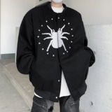 美式蜘蛛刺绣呢子夹克外套男女情侣休闲棒球服jk8540p60，男装夹克，星座204-3
