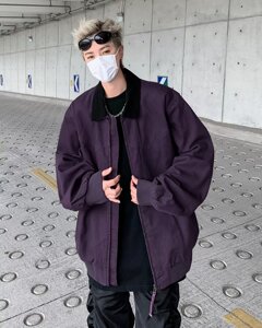 美式复古底特律外套夹克男女春季潮牌宽松翻领棒球服jk9319 p70图片