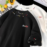 高品质重磅复古刺绣短袖T恤男女夏季百搭情侣上衣潮t157p40，商品下架区，星座204-3