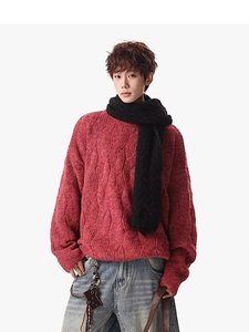 美式复古麻花毛衣男秋冬新款宽松慵懒风针织衫外套my5823 p55，男装针织衫/毛衣，星座204-3