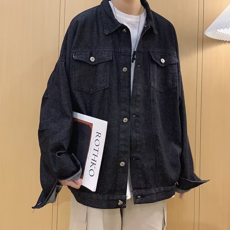 牛仔夹克宽松型流行男ins外穿单排扣潮流秋季翻领长袖j潮k522p60,男装工装外套,星座204-3