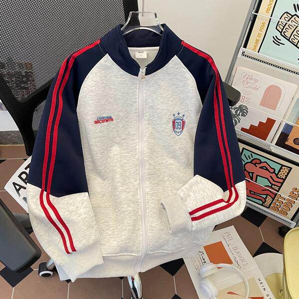 美式复古撞色拼接立领卫衣男春季潮牌宽松休闲运动外套wy187p48,女装短外套,星座204-3
