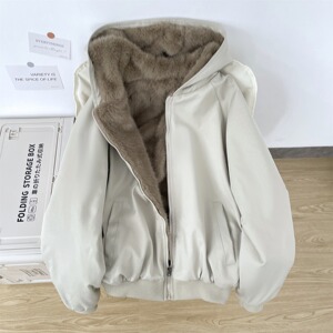 双面穿派克服冬装棉服女皮草夹克座山雕慵懒感加厚外套m317 p110图片