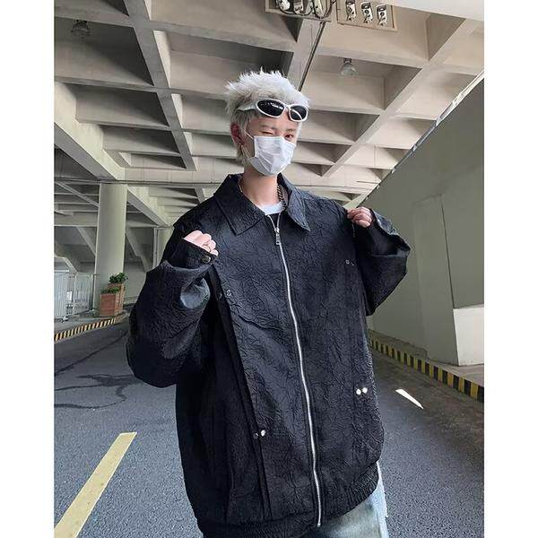 美式复古褶皱牛仔外套男春季潮牌宽松休闲夹克上衣jk168p67,男装工装外套,星座204-3