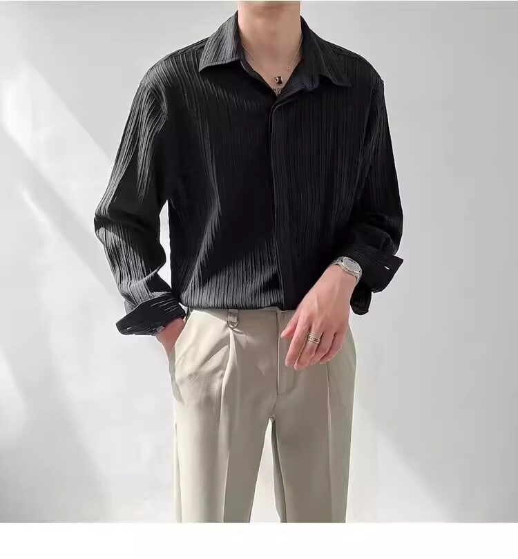春季韩版宽松休闲长袖衬衫男士潮流帅气条纹免烫衬衣cs12p35,男装衬衫,星座204-3