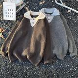 美式复古翻领针织衫男春季撞色保暖毛衣潮my85p52，男装针织衫/毛衣，星座204-3