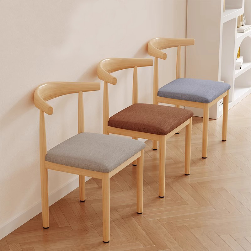 饭厅椅子餐桌牛角椅家用餐椅彷实木现代简约铁艺休闲 书桌凳靠背