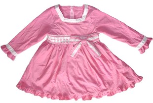 乐天BABY*Shirley Temple 8-10岁粉红全棉灯芯绒春秋长袖连衣裙