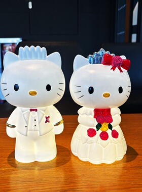 kt猫猫婚礼拍拍灯声控感应小夜灯结婚礼物装饰摆件塑料自备充电线