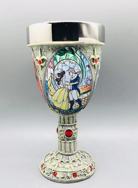 周边美女与野兽贝儿舞会场景高脚杯子摆件圣杯树脂不锈钢装饰