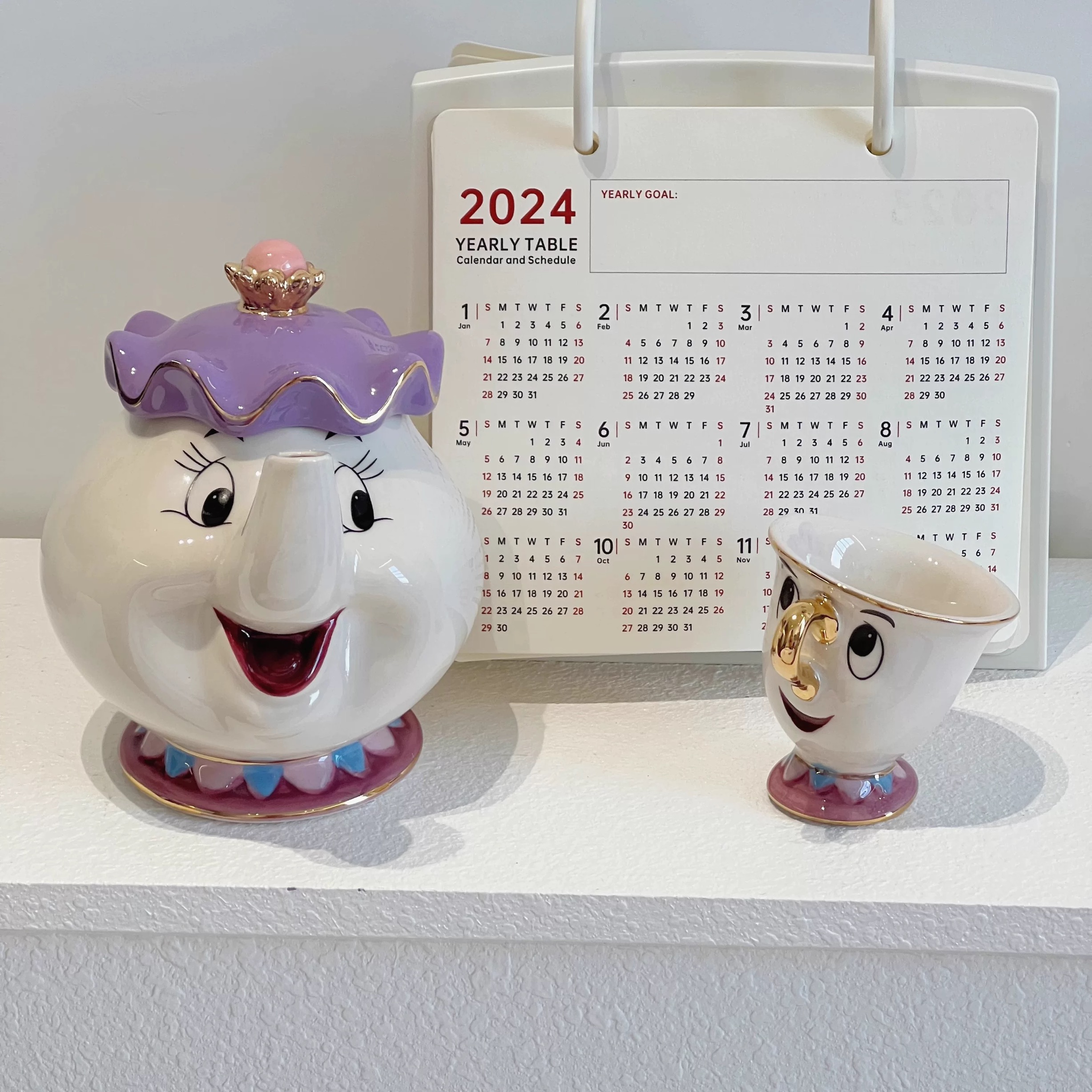 美女与野兽茶煲太太茶壶阿奇杯陶瓷水杯可爱卡通大容量咖啡杯套装