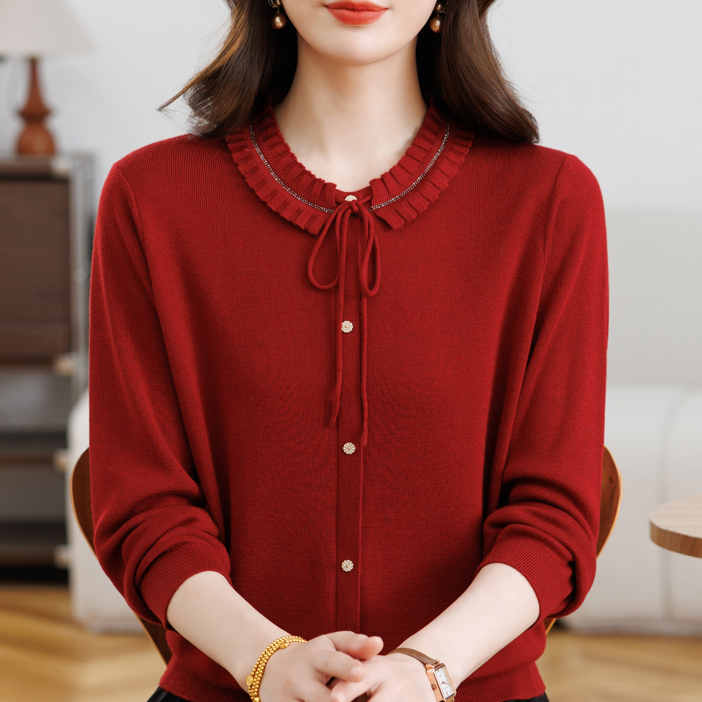 鄂尔多斯市2026春季新款针织衫薄上衣女中老年妈妈装春秋洋气小衫,女装/女士精品,毛针织衫,淘宝优惠券,粉丝福利购,淘宝优惠卷