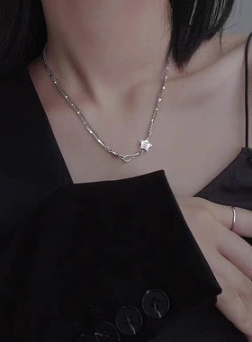 韩国东大门S925纯银五星多层项链新款拼接做旧时尚ins冷淡风
