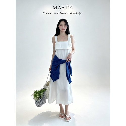 MASTE 如此优雅“Silky flowy”经典缎面无袖连衣裙 特！回馈款