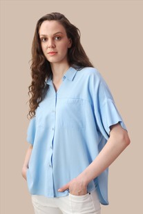 sandwich_荷兰 夏女短袖休闲时尚简约风清凉冰爽透气衬衫2070