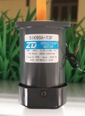 微型光轴电机51K90A-T3F 90W 380V 0.38A 50HZ 1300rpm5IK90A-S3F