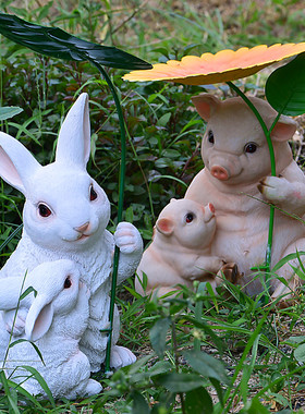 青蛙兔子摆件礼物雕塑树脂工艺品