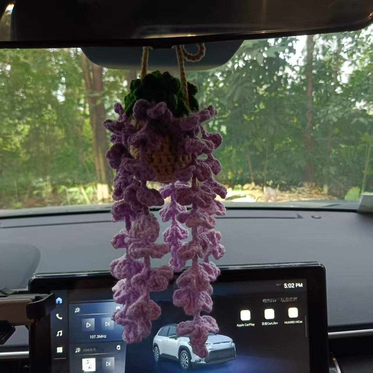 手工编织紫藤花成品仿真植物汽车挂件车载后视镜吊饰创意汽车装饰