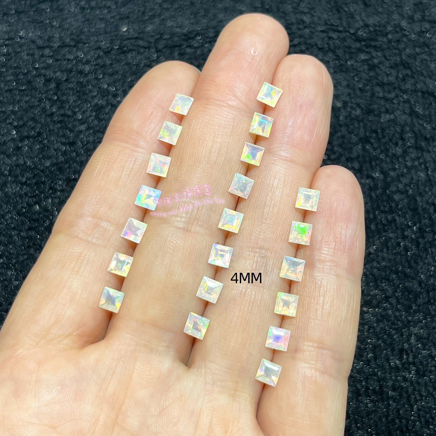 天然欧泊裸石戒面 方形4MM 尖底刻面切工 欧泊原石配石