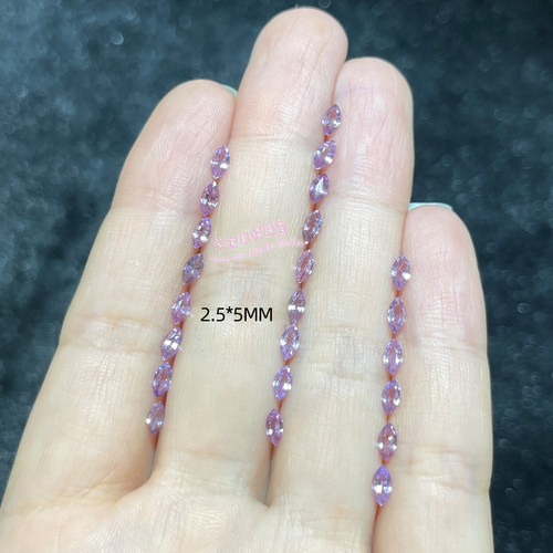 天然紫色蓝宝石 马目形2.5*5MM 天然蓝宝石原石裸石戒面配石