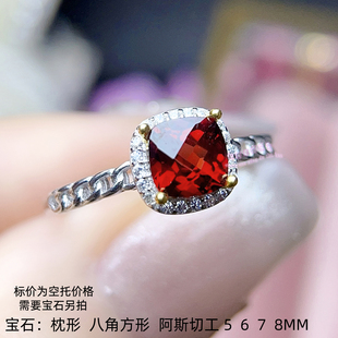 925银戒指空托 枕形5 6 7 8MM 镶嵌用银戒托开口指圈戒指银托