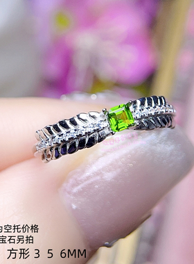 925银戒指空托方形5MM6MM