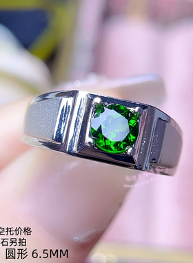 925银男款戒托 圆形 6.5MM 镶嵌宝石用男士银托空托