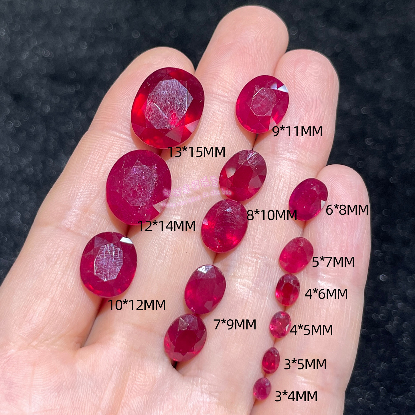 新烧红宝石 椭圆形3*4MM-13*15MM 裸石戒面有处理红宝石原石