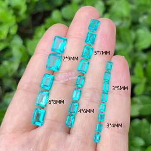 天然帕拉伊巴色托帕石 长方形3*4MM-7*9MM  裸石戒面托帕石原石
