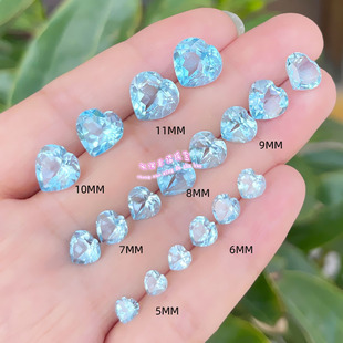 天然天空蓝托帕石裸石戒面 心形5MM-11MM 托帕石原石戒面