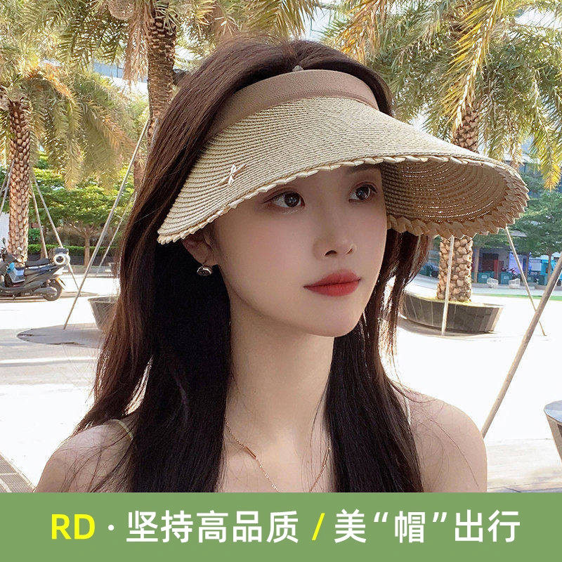 空顶拉菲草帽女草编防晒太阳遮阳帽防紫外线夏季女款帽子2026新款