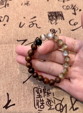 爆款青山天然黑花梨猫眼原创小红书串珠手链中式手串国风情侣檀木