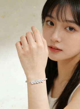 新中式闪耀碎冰冰五帝币手链轻奢感设计爆闪招财金币手链女