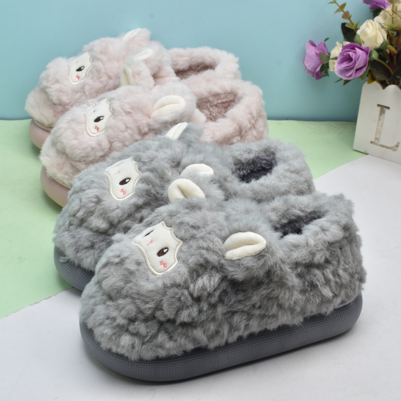 全包跟保暖卡通居家毛绒男女棉拖