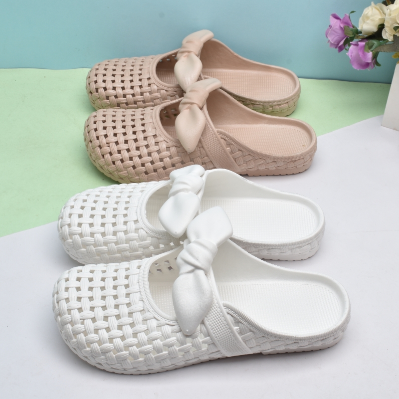 女生塑胶包头蝴蝶结凉拖鞋