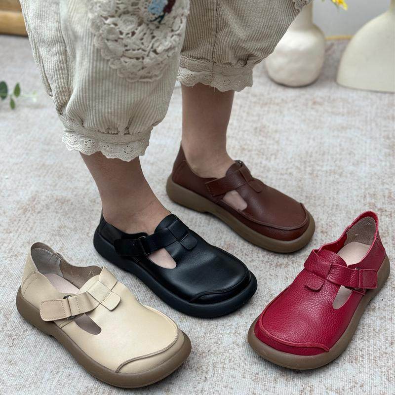 复古牛皮鞋2025春季新款手工真皮休闲平底鞋浅口单鞋文艺牛皮女鞋,女鞋,浅口单鞋,淘宝优惠券,粉丝福利购,淘宝优惠卷