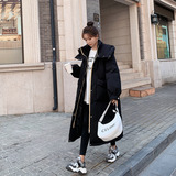 黑色中长款过膝羽绒棉服女2024冬季新款韩系chic宽松加厚学生棉袄，女装棉衣/棉服，韩秀