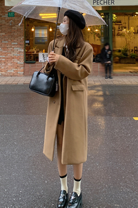 韩系驼色呢子大衣女秋冬新款美拉德气质高级感超好看加厚毛呢外套图片