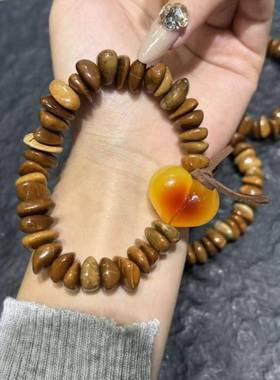 原创网红库克饼干手串搭配浅色屁桃爱心文玩手炼时尚饰品佛珠手串